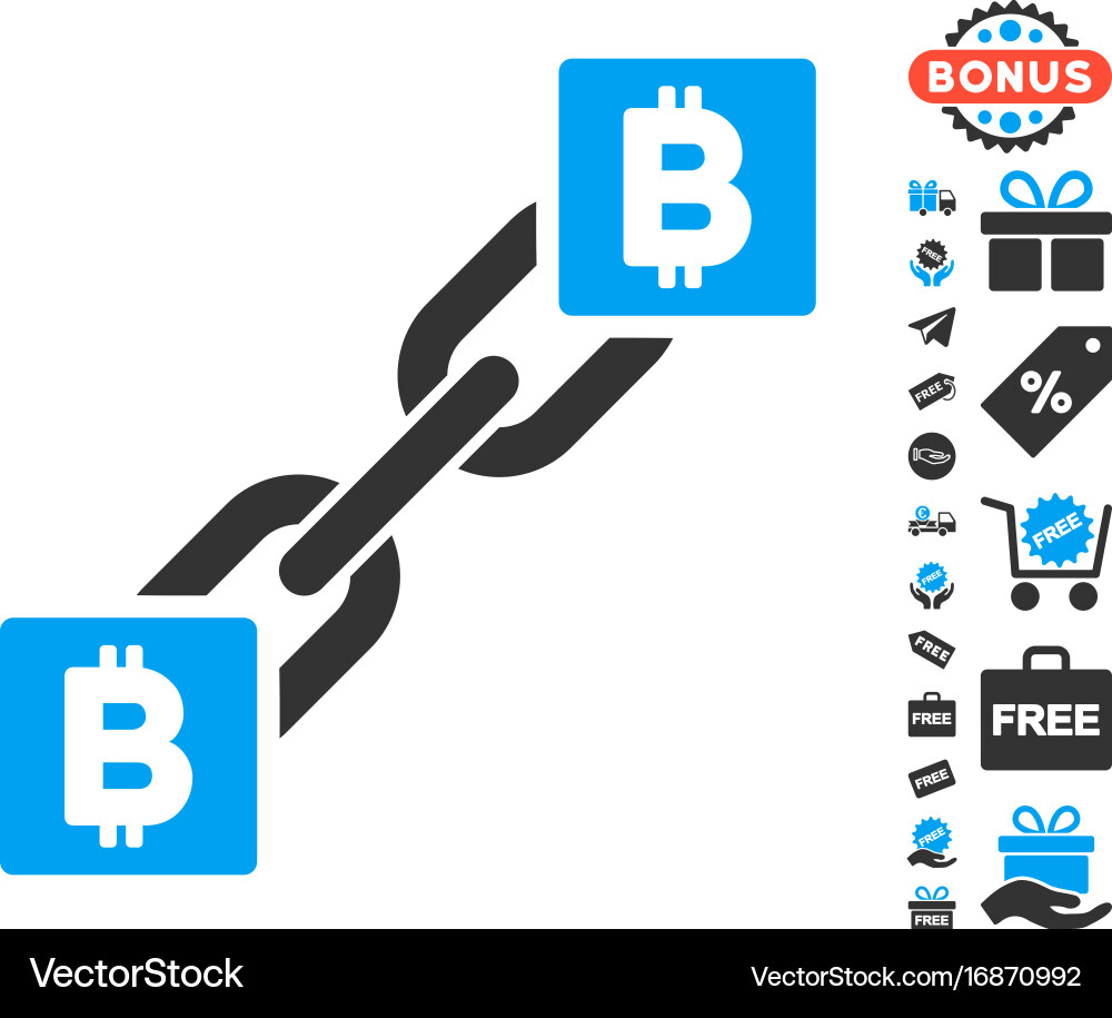 Bitcoin blockchain icon with free bonus – Royalty-Free Vector | VectorStock