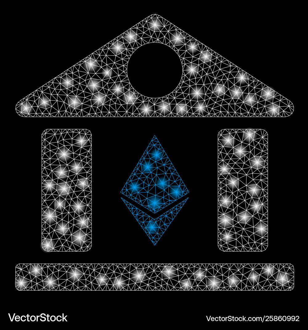 Bright mesh 2d ethereum bank building with flash Bright mesh 2d ethereum bank building with flash vector image