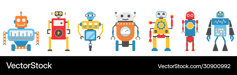 Collection robot characterartificial intelligence Collection robot characterartificial intelligence vector image