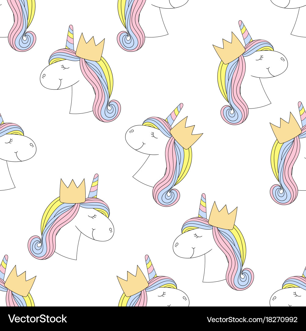 Fashion seamless print pattern with unicorn Vector Image