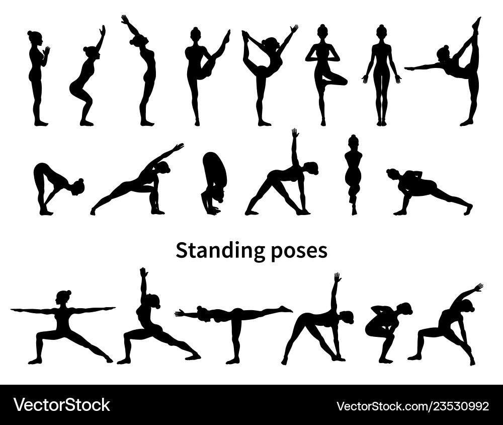 Frauen Silhouetten Sammlung von Yoga Posen Frauen Silhouetten Sammlung von Yoga Posen vektorbild
