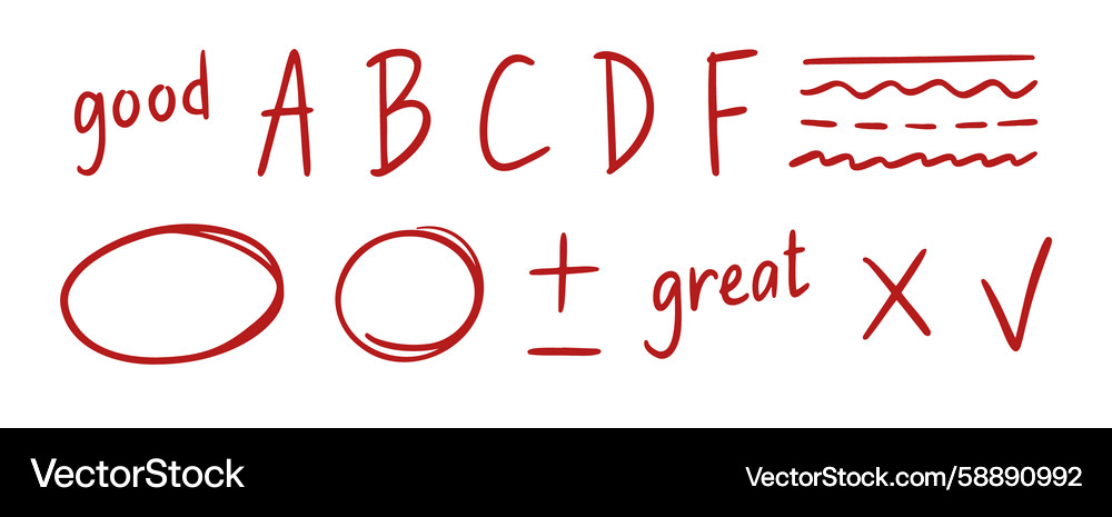 Grading Doodle Set - Plus Minus Signs Vector Image