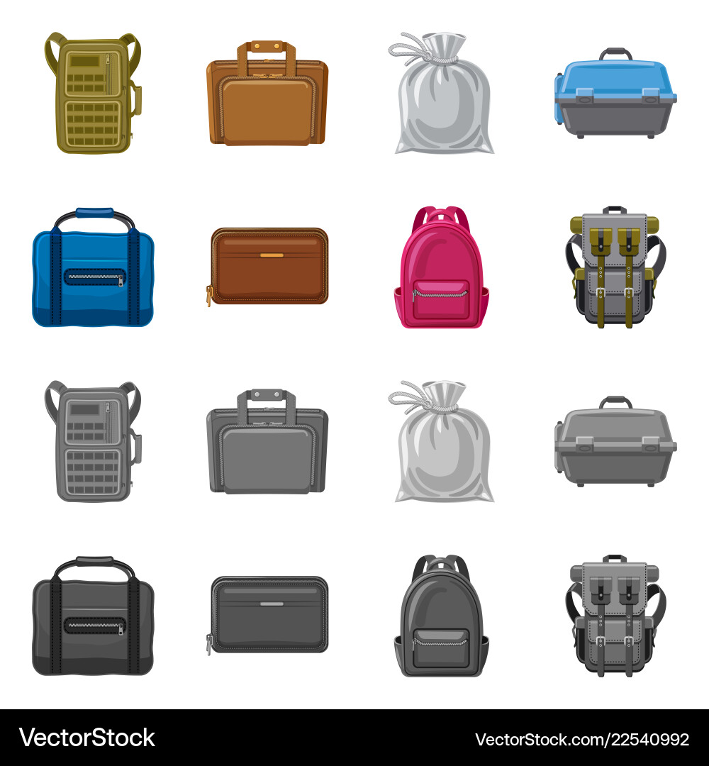 Isolated object of suitcase and baggage sign set Isolated object of suitcase and baggage sign set vector image
