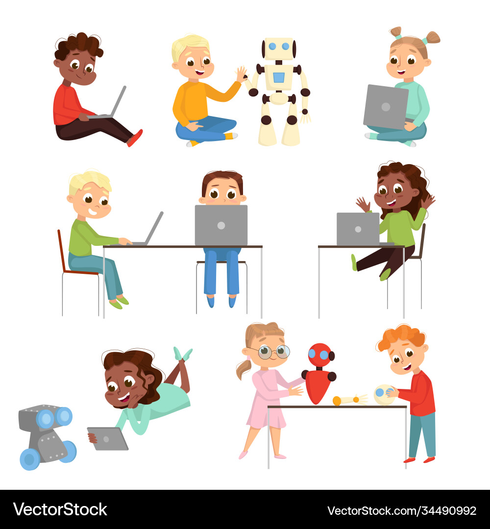 Kids Programming Characters - Robots & Tech vector image