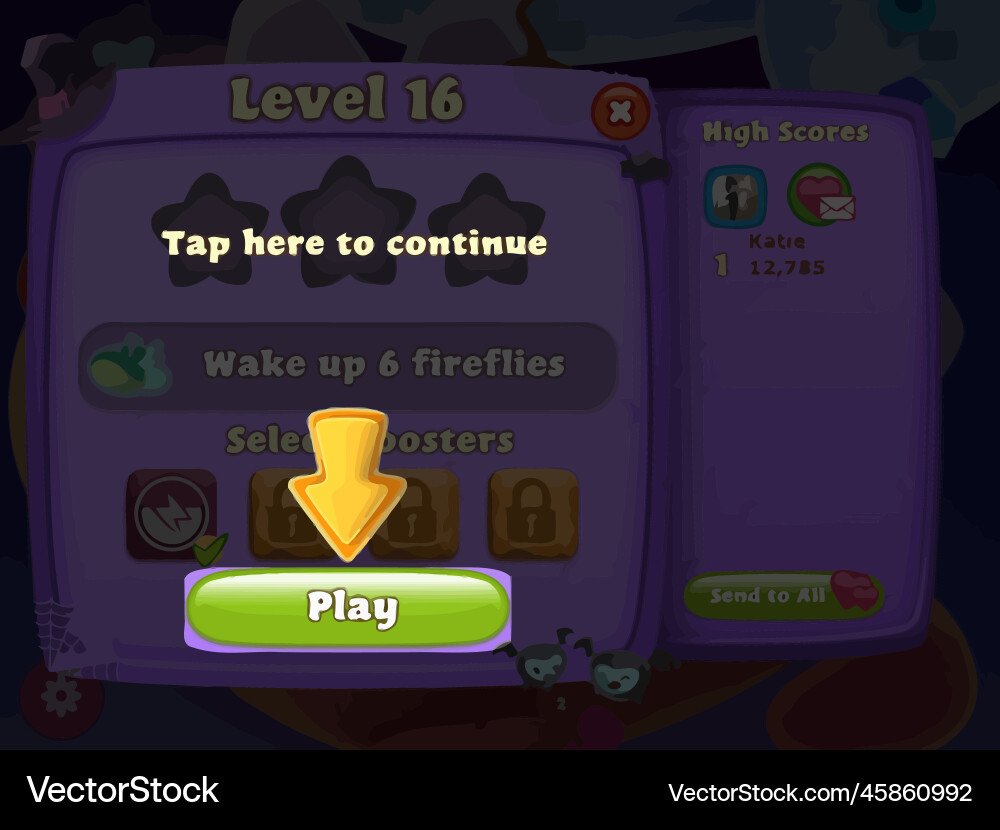Komplettes Set von Level-Taste Spiel ui Pop-up-Symbol Vektorbild