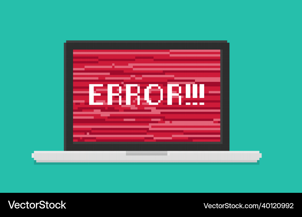 Laptop with error message on screen Laptop with error message on screen vector image