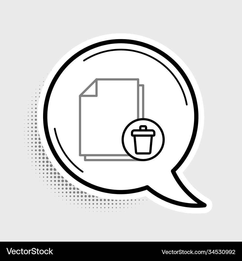 Line delete file document icon isolated on grey Line delete file document icon isolated on grey vector image