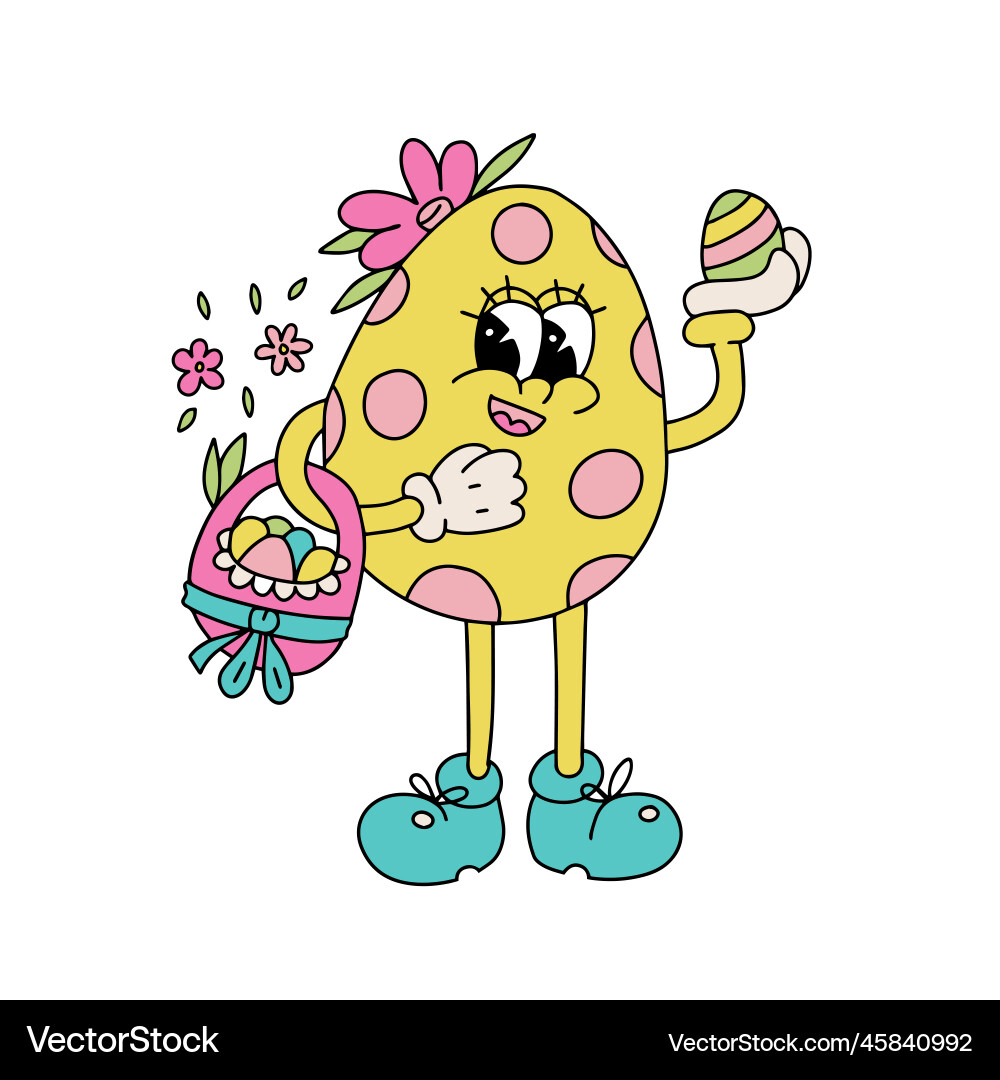 Retro groovy Easter Ei Maskottchen isolierte Konzept Retro groovy Easter Ei Maskottchen isolierte Konzept vektorbild