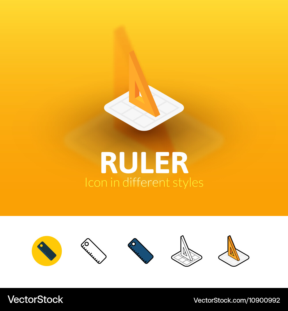 Ruler icon in different style vector image