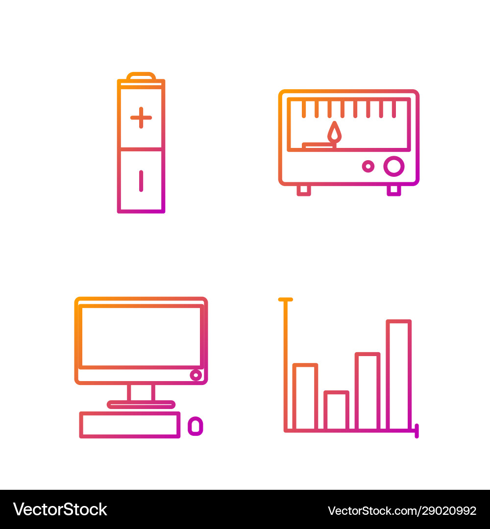 Set line pie chart infographic computer monitor Set line pie chart infographic computer monitor Vector Image