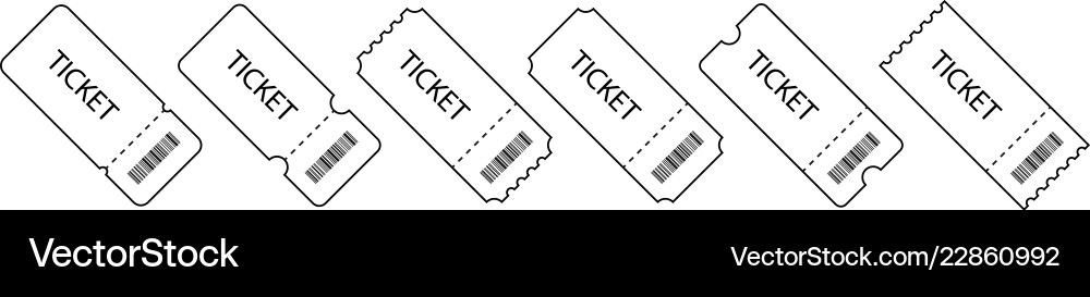 Set of tickets in a row linear design blank Vector Image