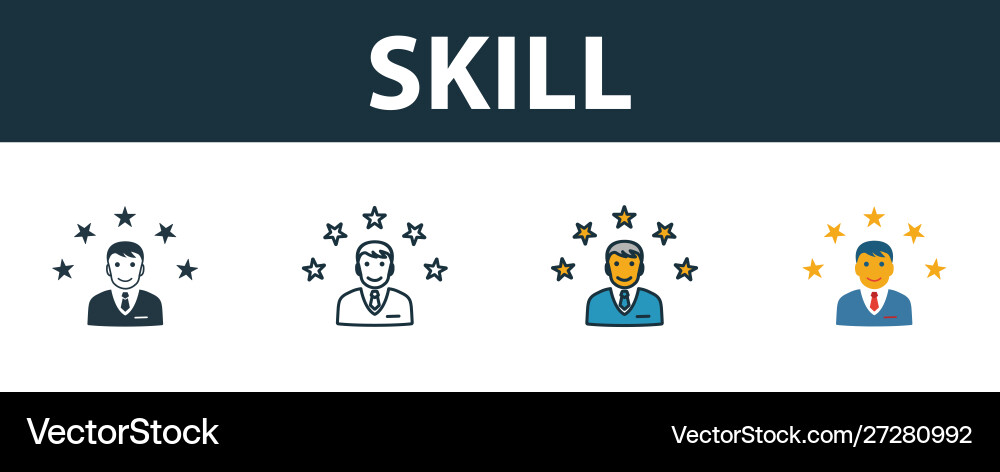 Skill icon set premium symbol in different styles Vector Image