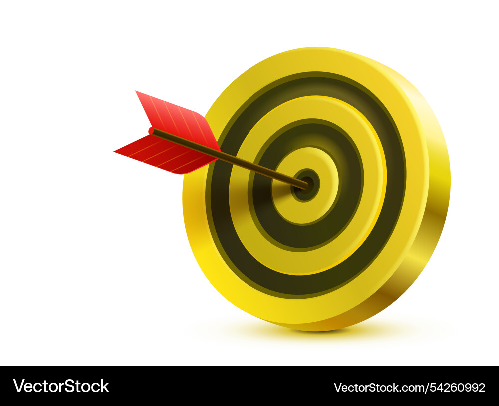 Target and arrow 3d object on white background Target and arrow 3d object on white background Vector Image