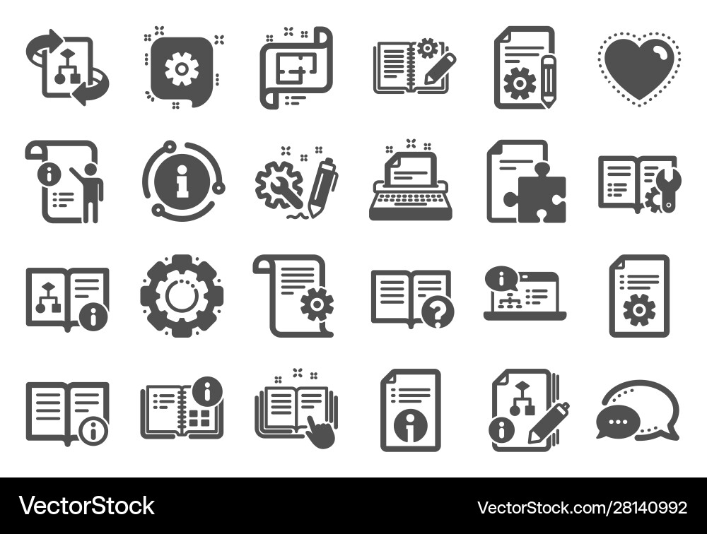 Technical documentation icons set instruction Technical documentation icons set instruction vector image