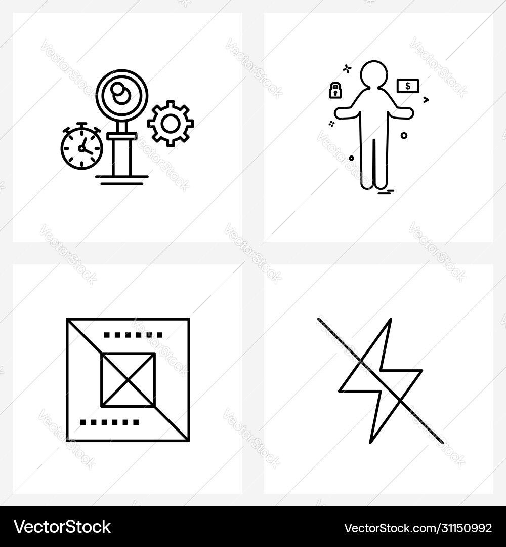 Ui set 4 basic line icons gear abstract Vector Image