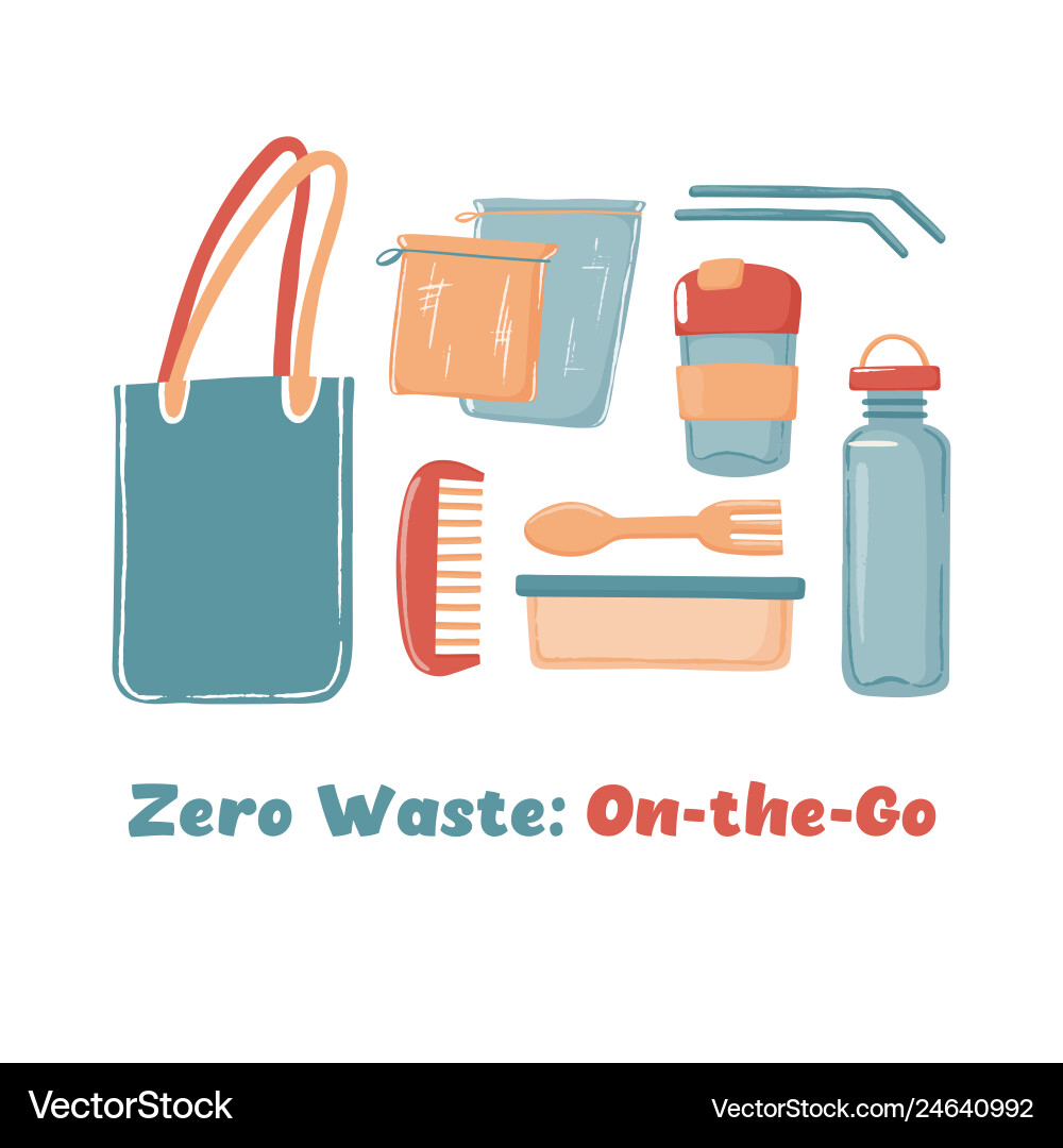 Zero waste objects on the go set Zero waste objects on the go set vector image