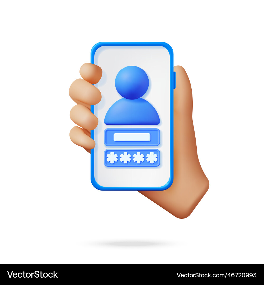3d user login form page in smartphone hand Vector Image