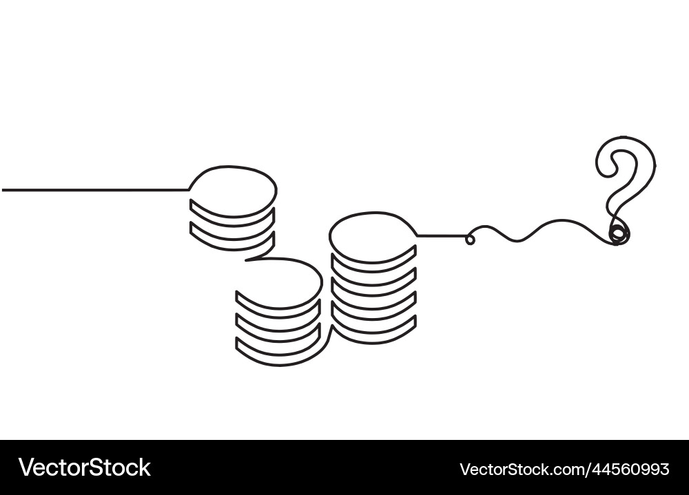 Abstract coins with question mark as continuous Vector Image