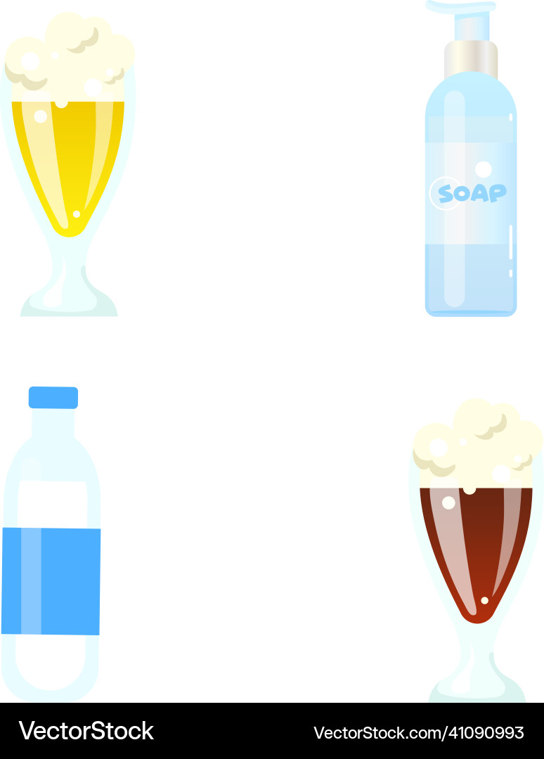 Beverages flat color objects set Beverages flat color objects set Vector Image