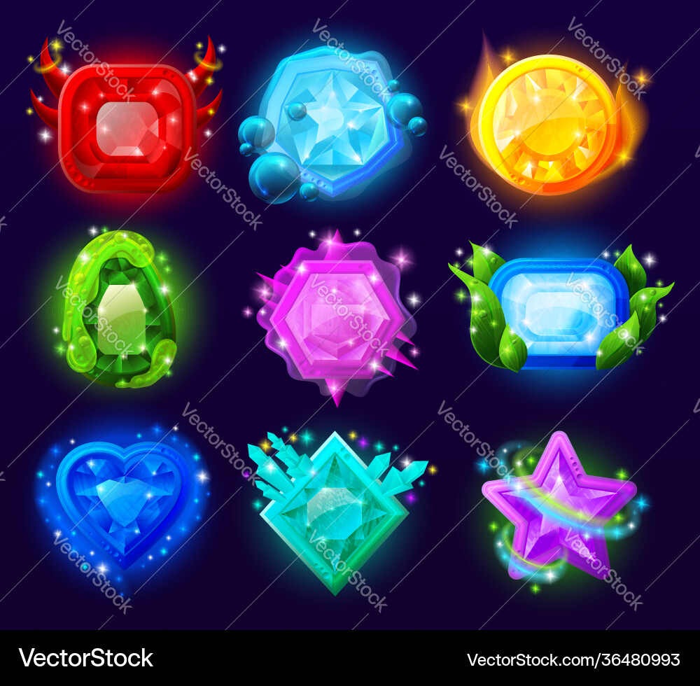 Computer game magic gems set Computer game magic gems set vector image
