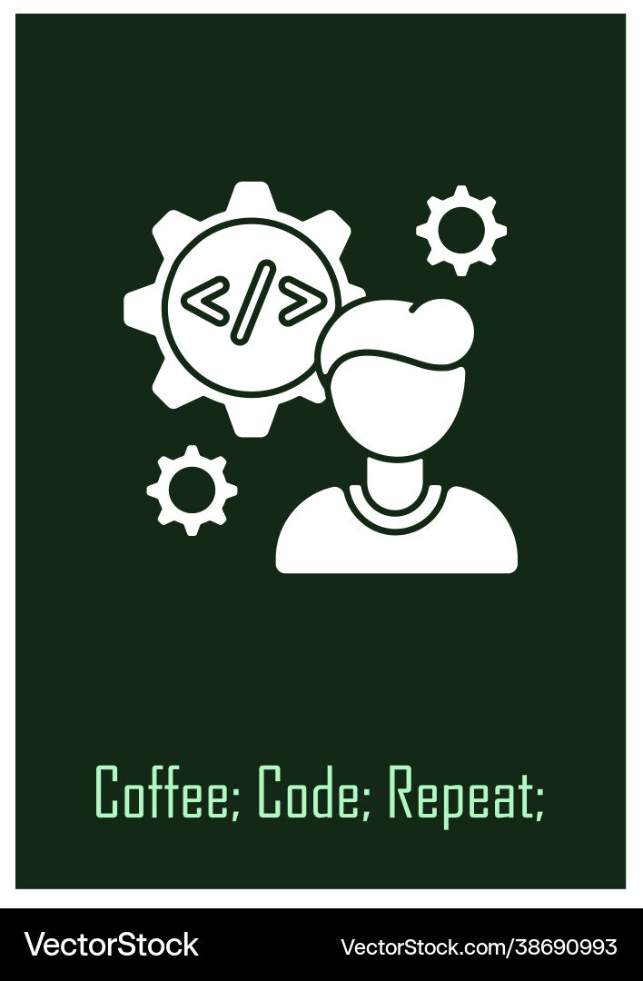 Computer programmer daily routine greeting card vector image