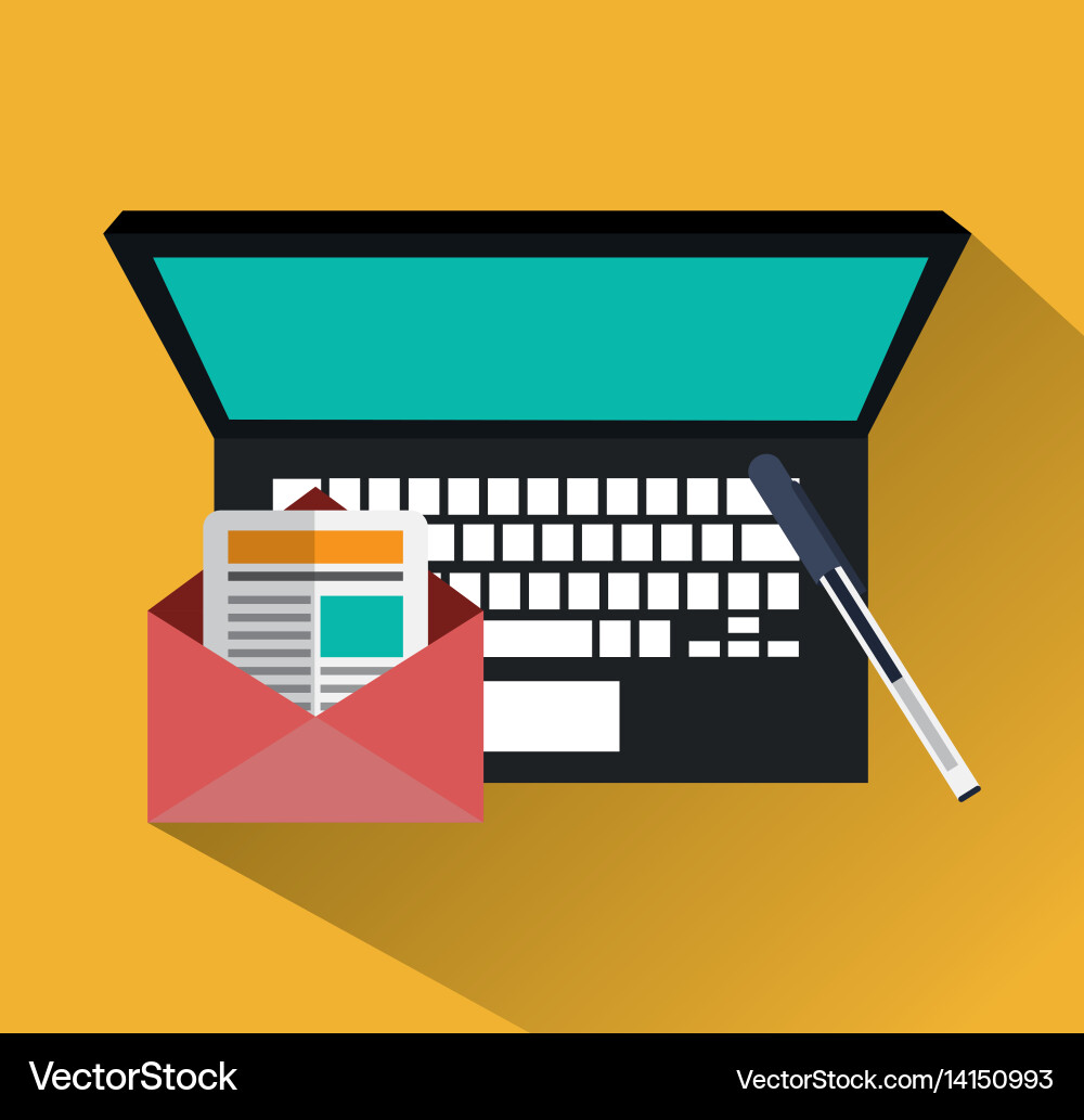 Computer with instant messaging related icons vector image