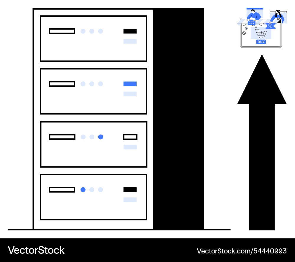Data servers with ecommerce integration and growth Data servers with ecommerce integration and growth vector image