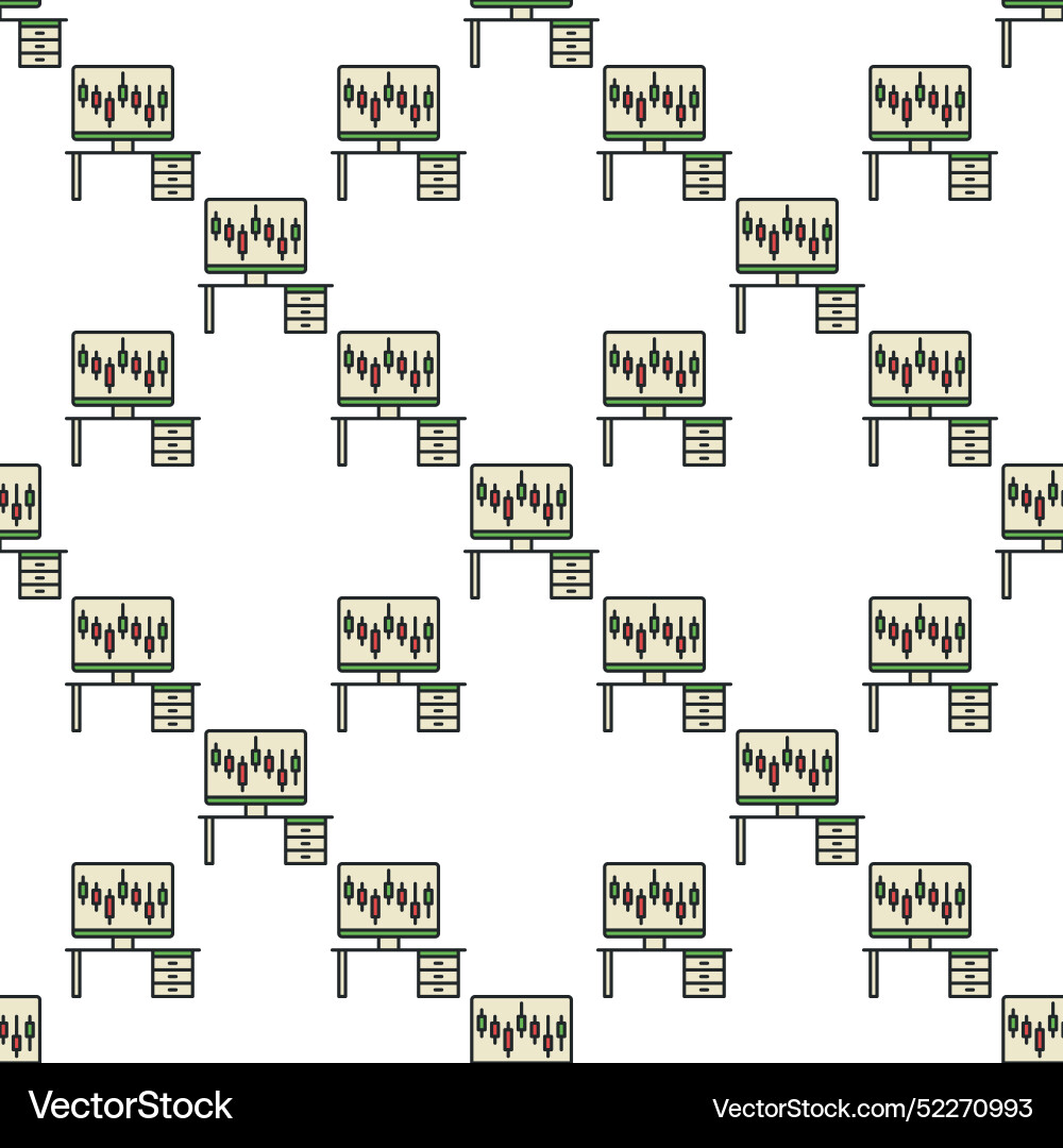 Desktop computer with candlestick chart online Desktop computer with candlestick chart online Vector Image