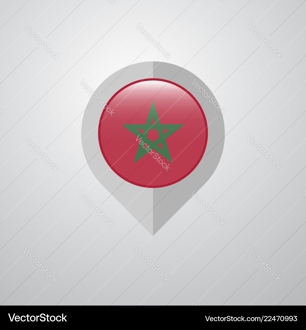 Map navigation pointer with morocco flag design vector image