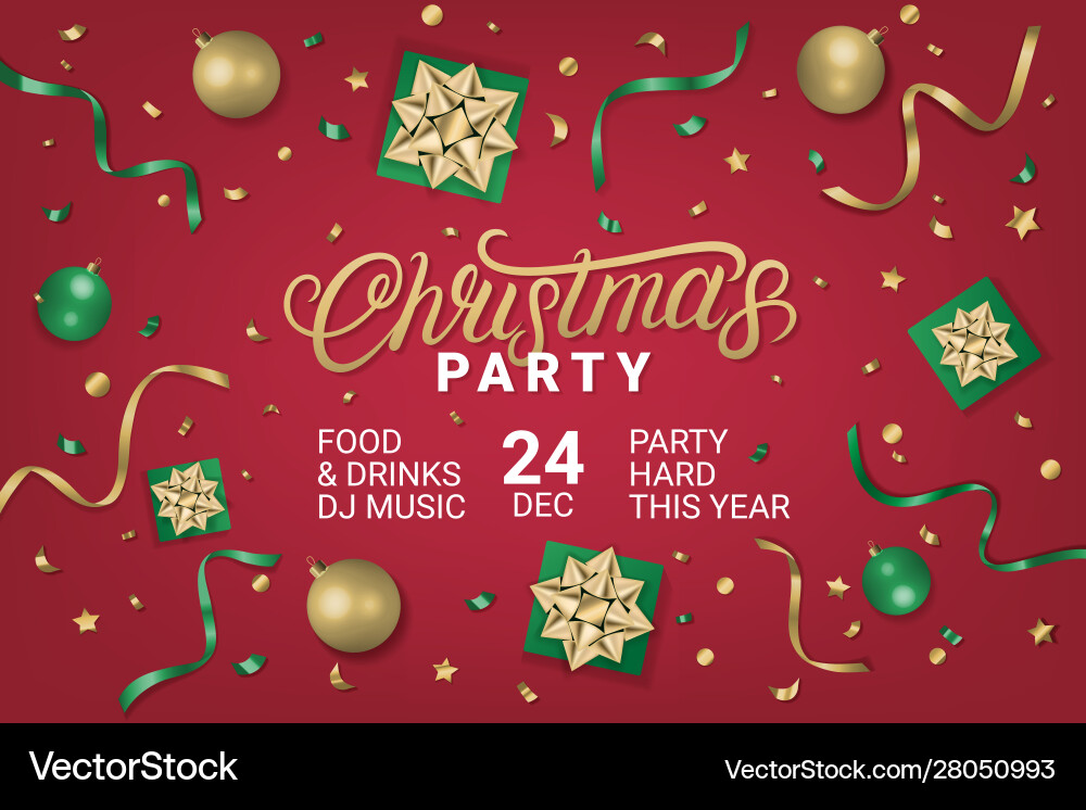 Merry christmas party horizontal poster Vector Image