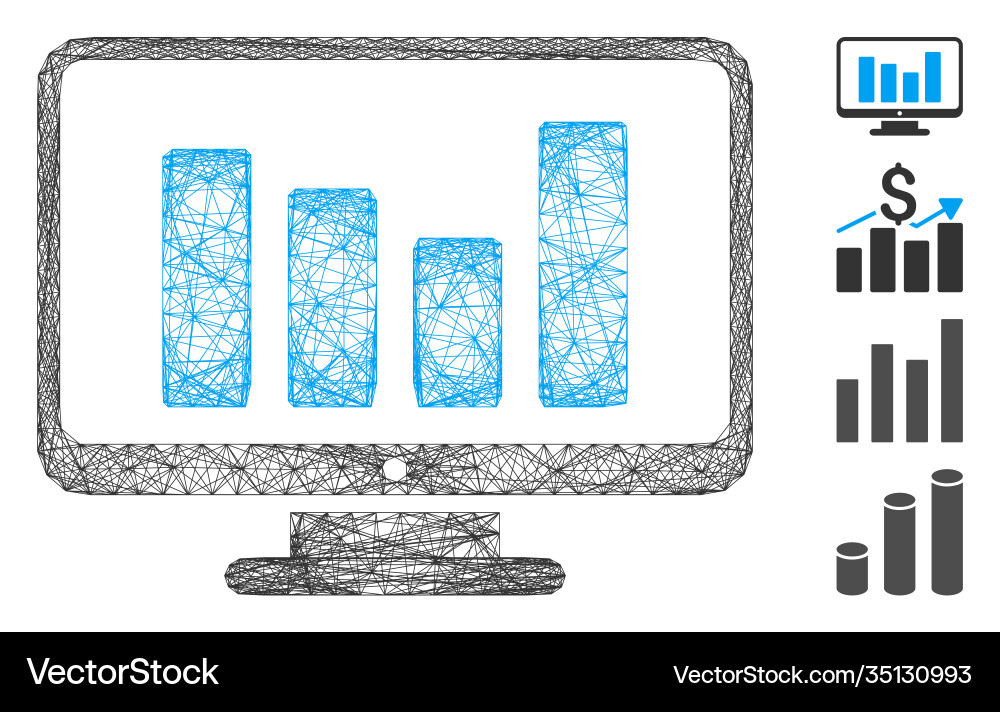 Network bar chart monitoring mesh Network bar chart monitoring mesh vector image