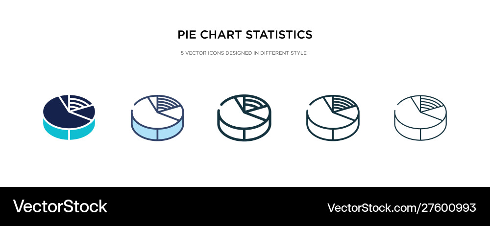 Pie chart statistics icon in different style two Vector Image