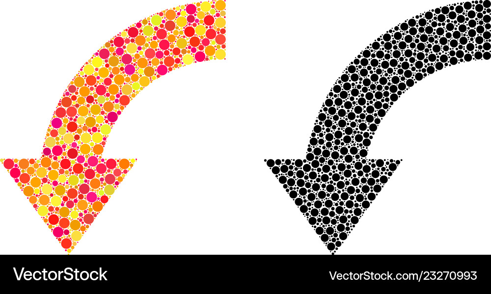 Pixel rotate down mosaic icons Pixel rotate down mosaic icons vector image
