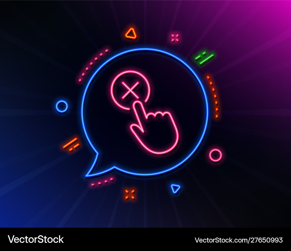 Reject click line icon decline button sign Reject click line icon decline button sign vector image