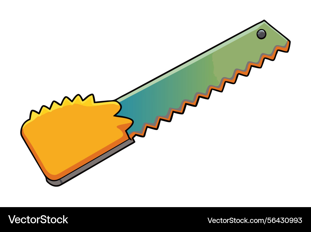 Saw blade with multi colored handle and zigzag vector image