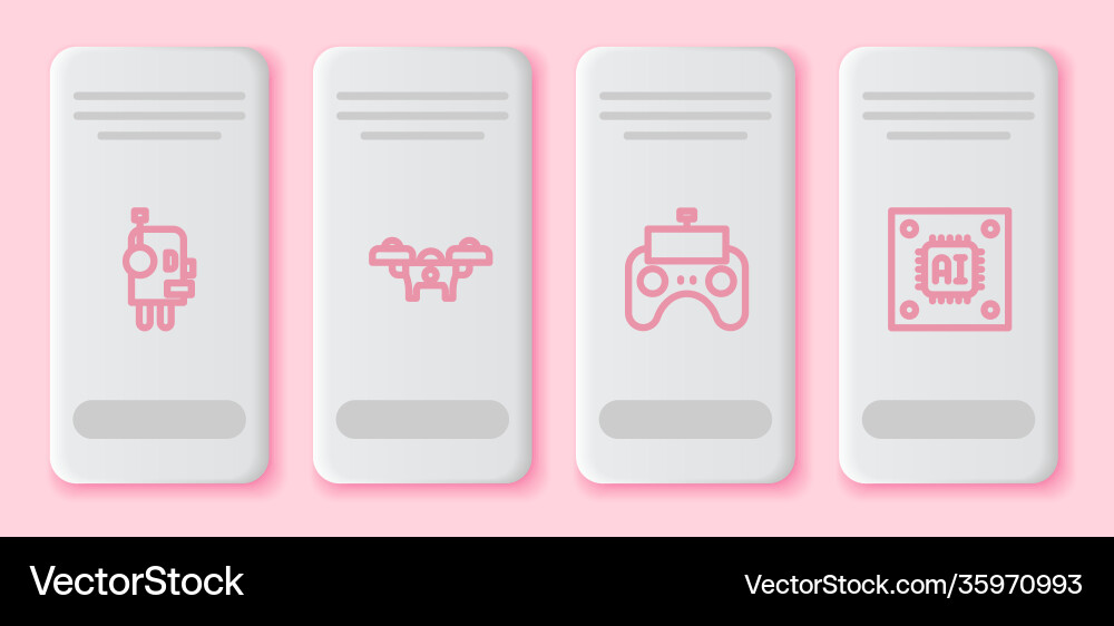 Set line robot drone remote control Vector Image