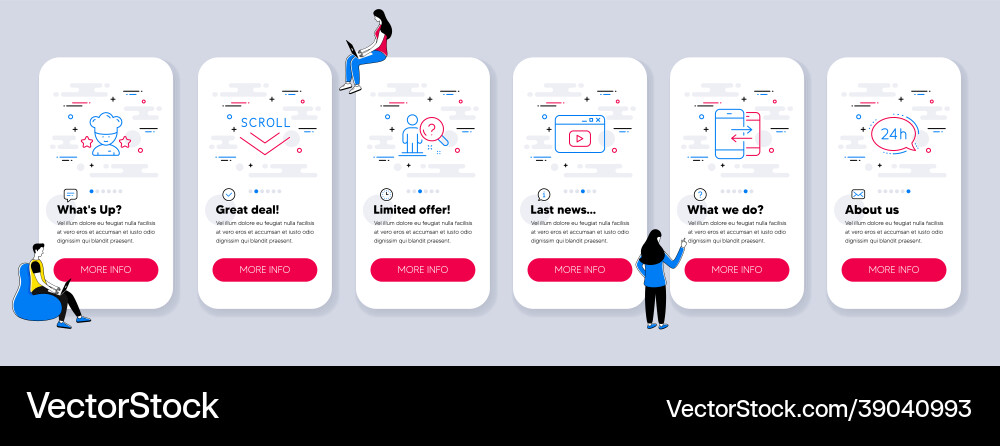 Set of technology icons such as scroll down Set of technology icons such as scroll down vector image