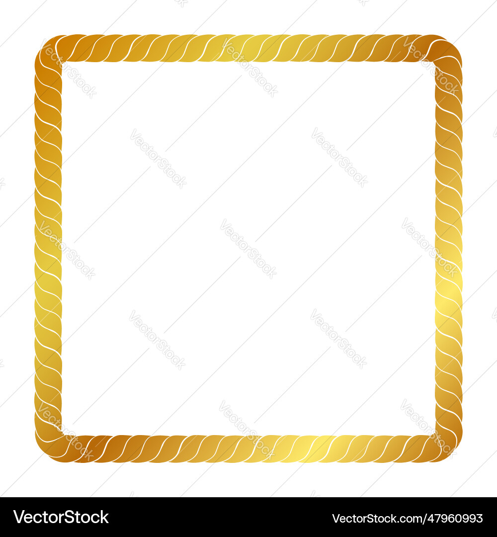 Simple square frame from golden rope for element vector image