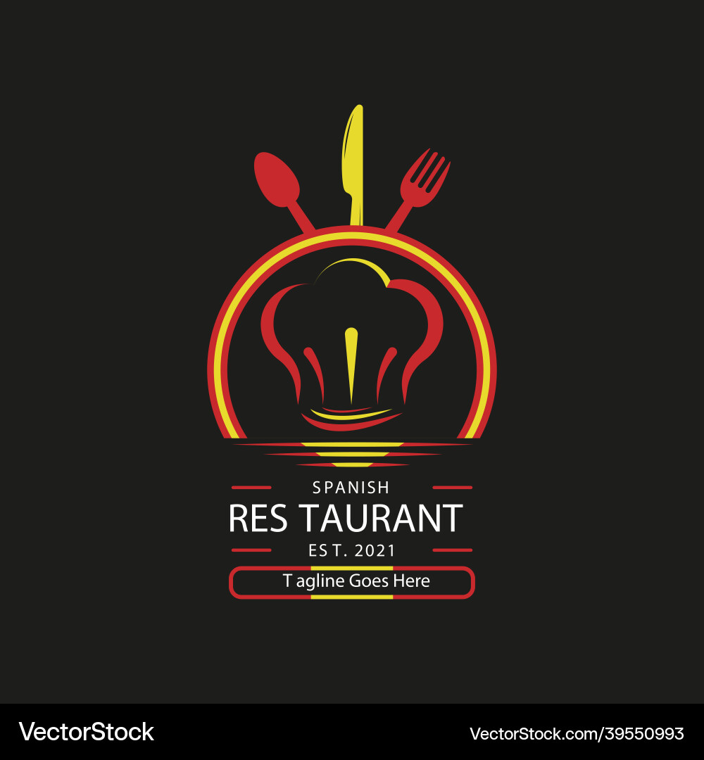 Spanish food restaurant logo spain flag symbol Spanish food restaurant logo spain flag symbol vector image