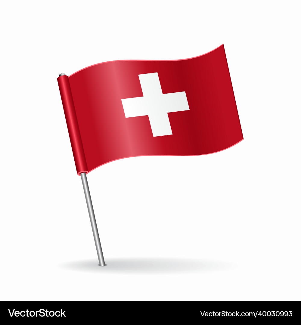 Swiss Flag Map Pointer Vector Image