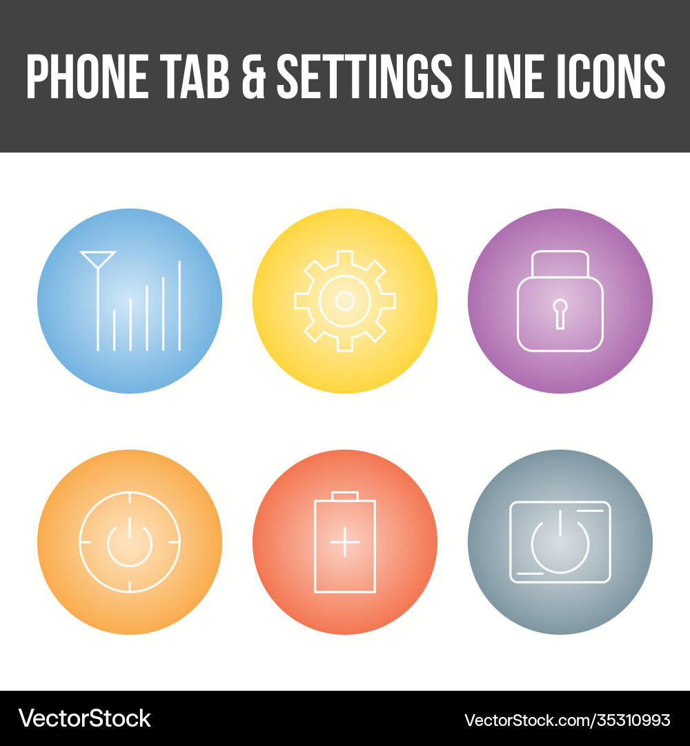 Unique phone tab and settings icon set Vector Image