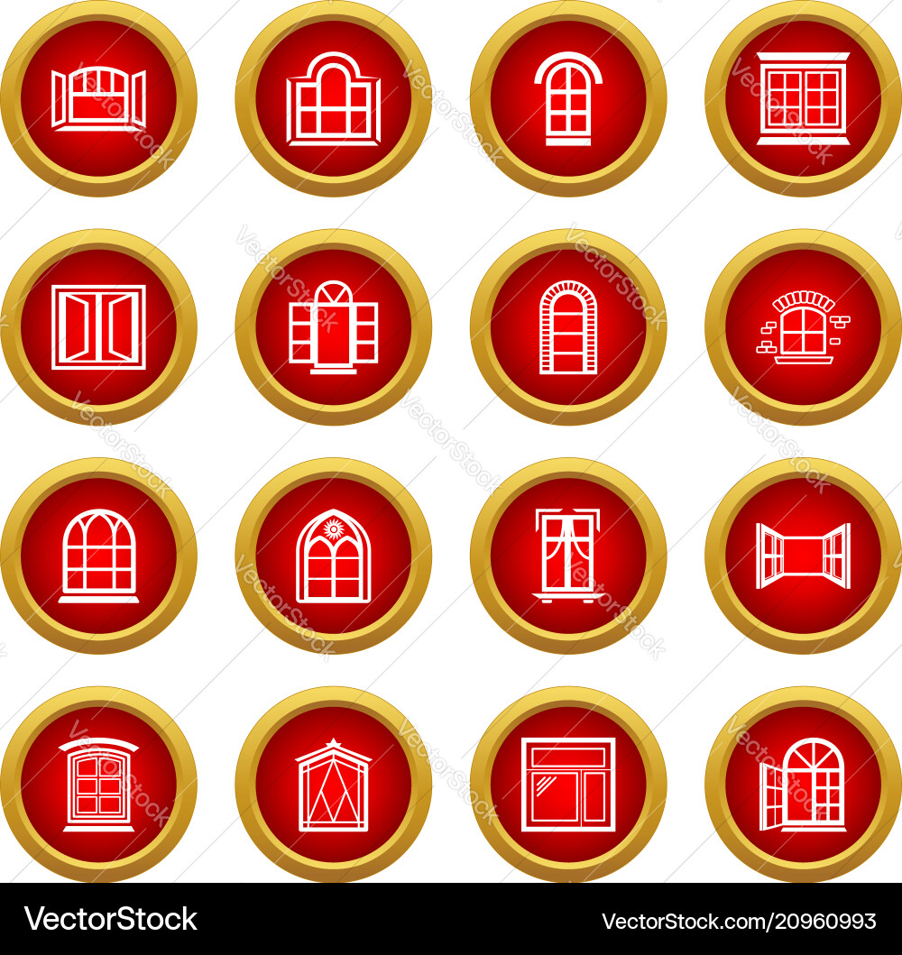 Window design icons set simple style Window design icons set simple style vector image