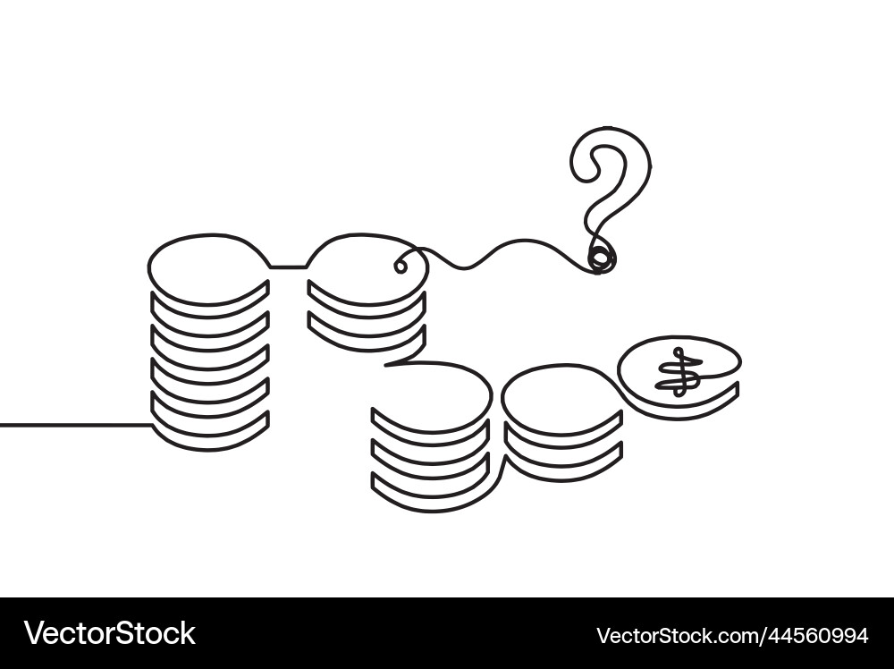 Abstract coins with question mark as continuous Vector Image