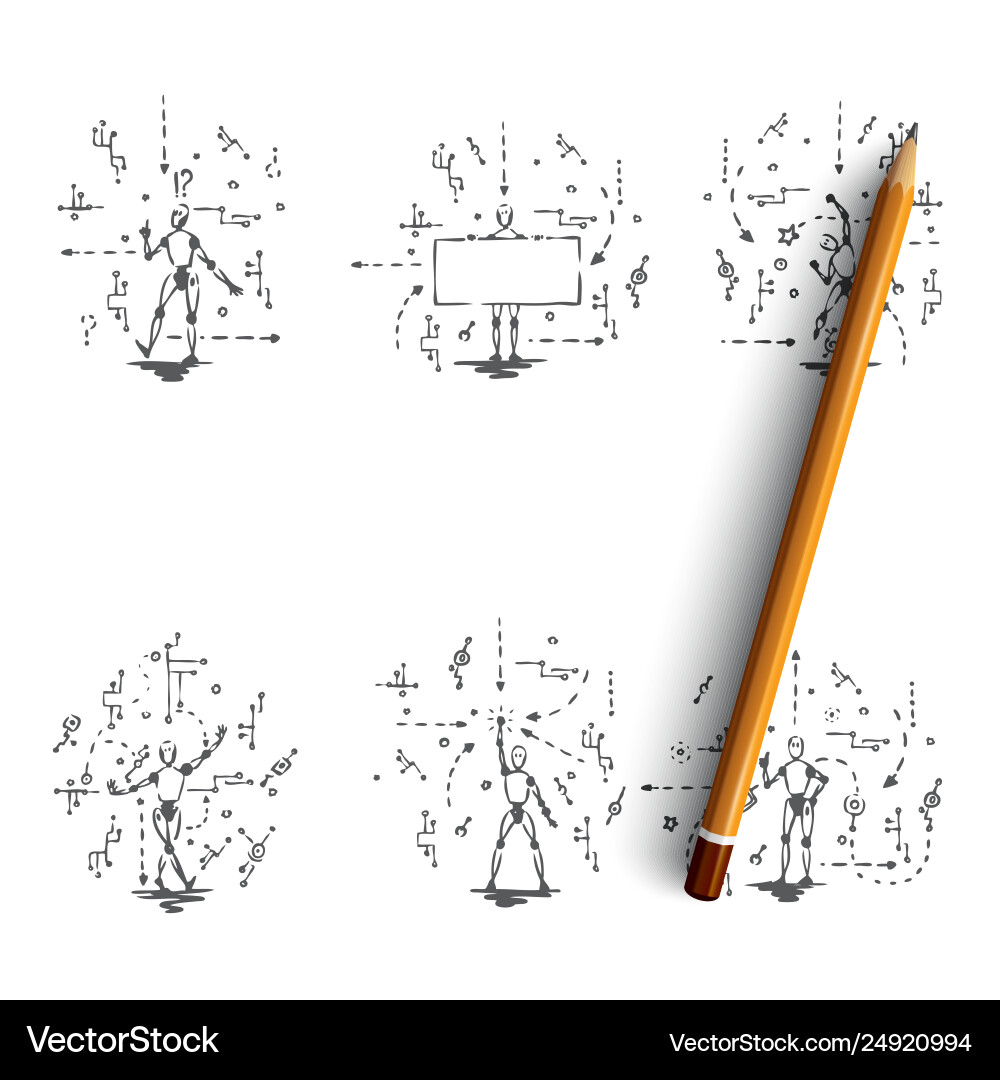 Android - robots with scripts Vector Image