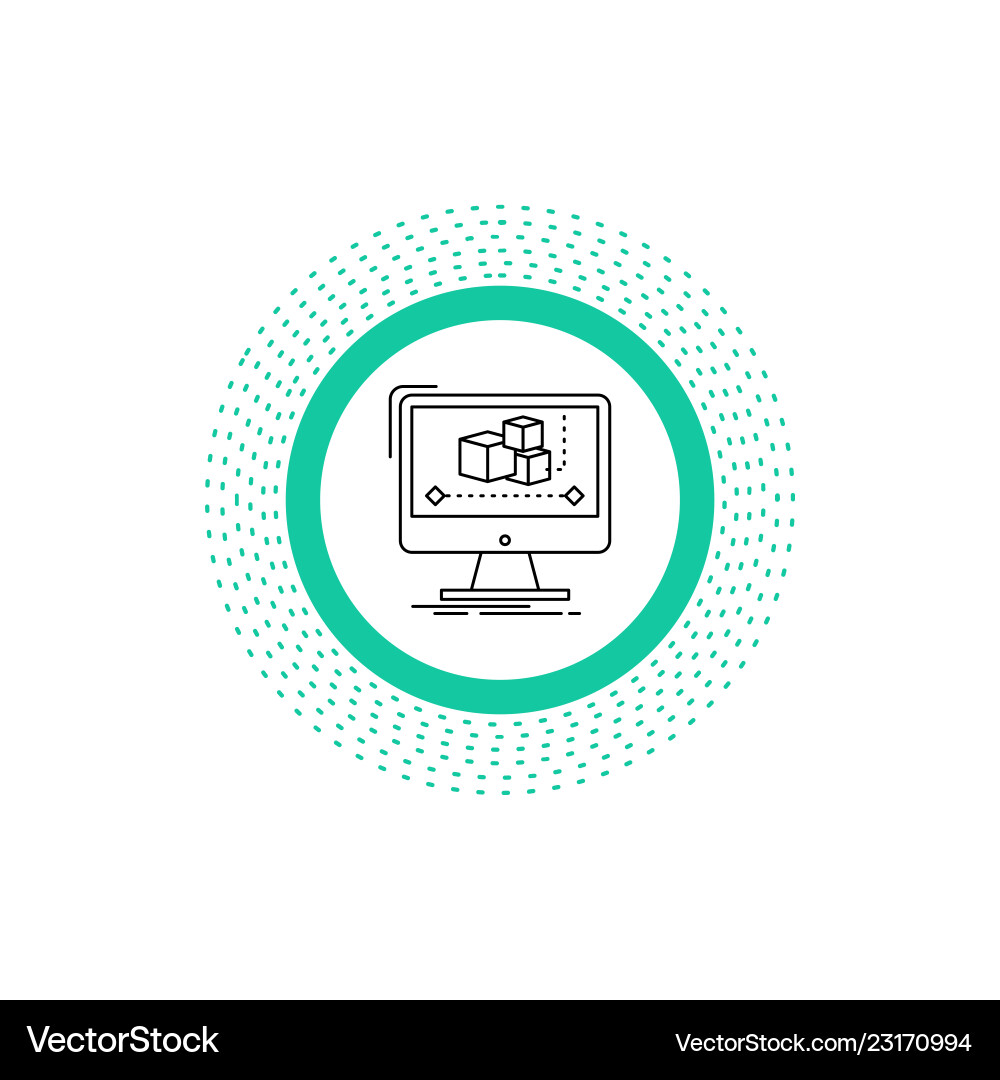 Animation computer editor monitor software line Animation computer editor monitor software line vector image