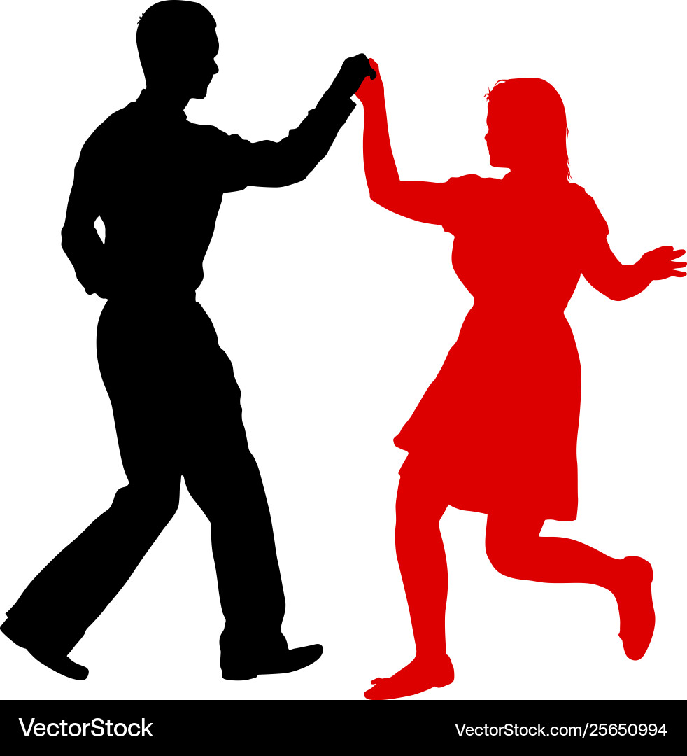 Black silhouettes dancing man and woman on white Black silhouettes dancing man and woman on white vector image