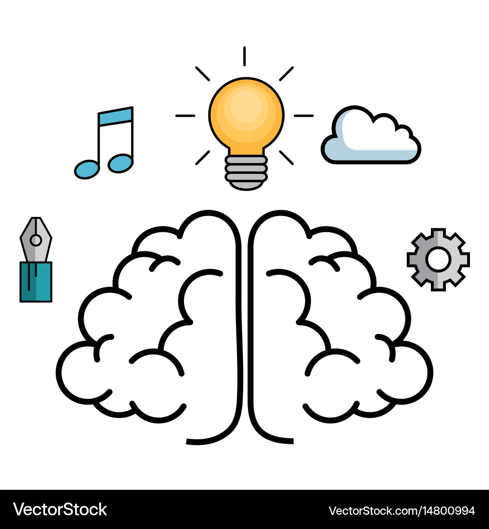 Brain and objects design vector image