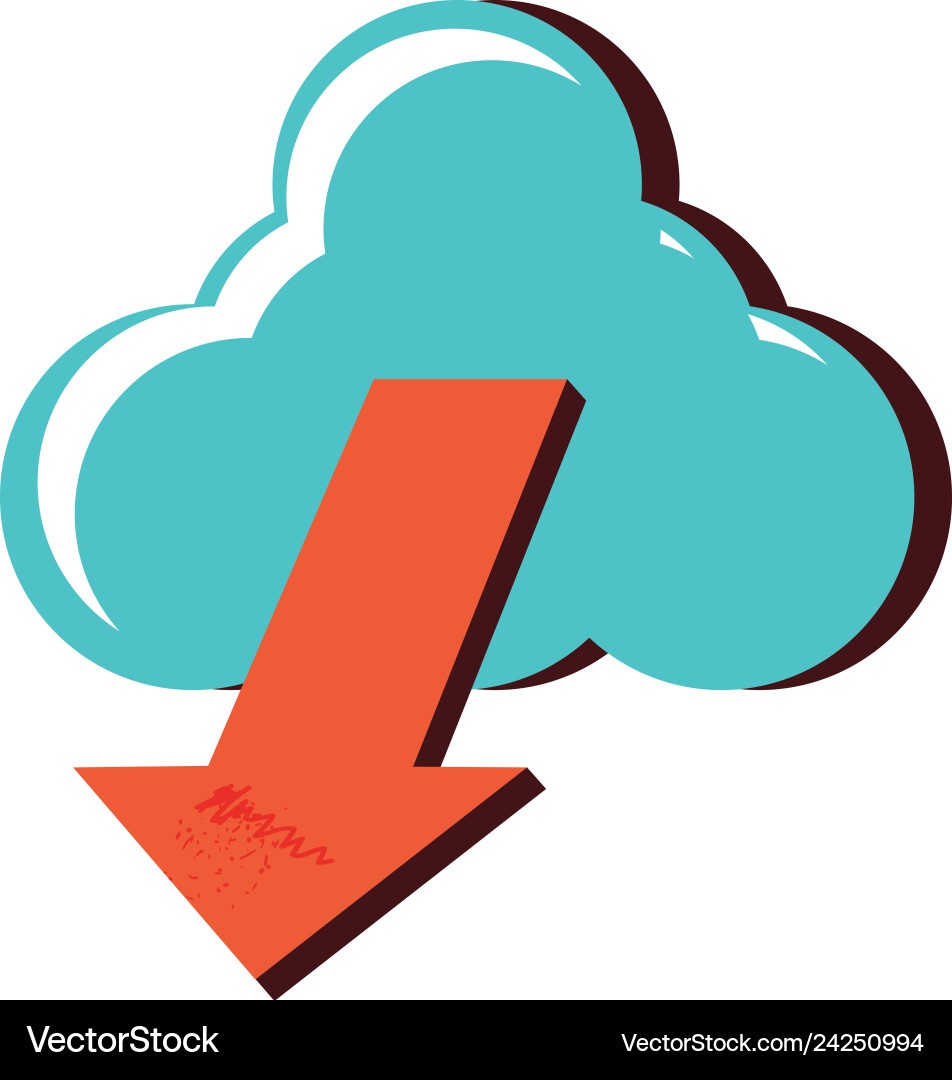 Cloud computing with arrow down vector image