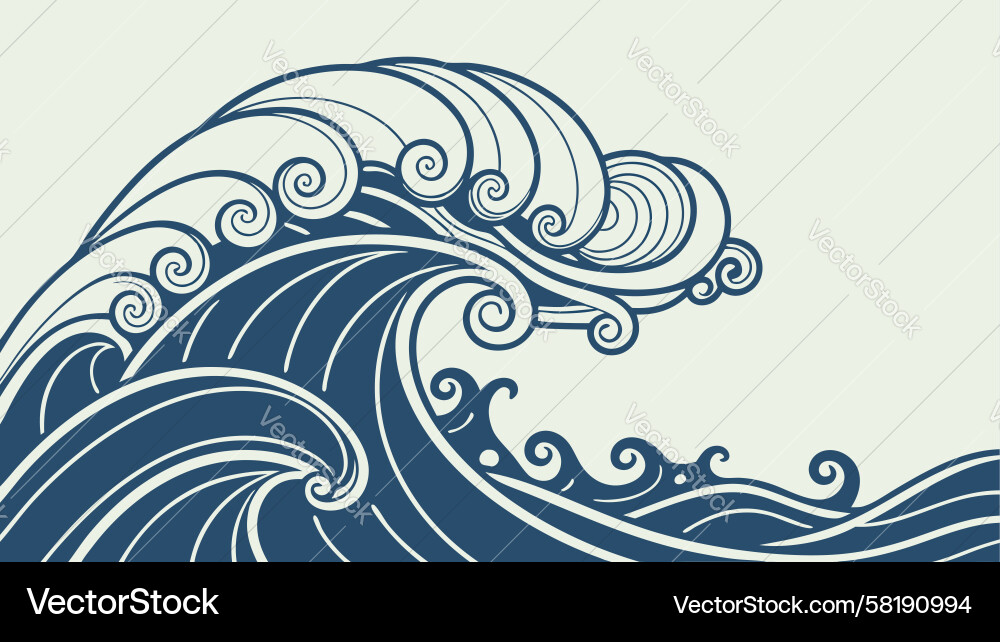 Dynamic Ocean Wave Pattern Vector Image
