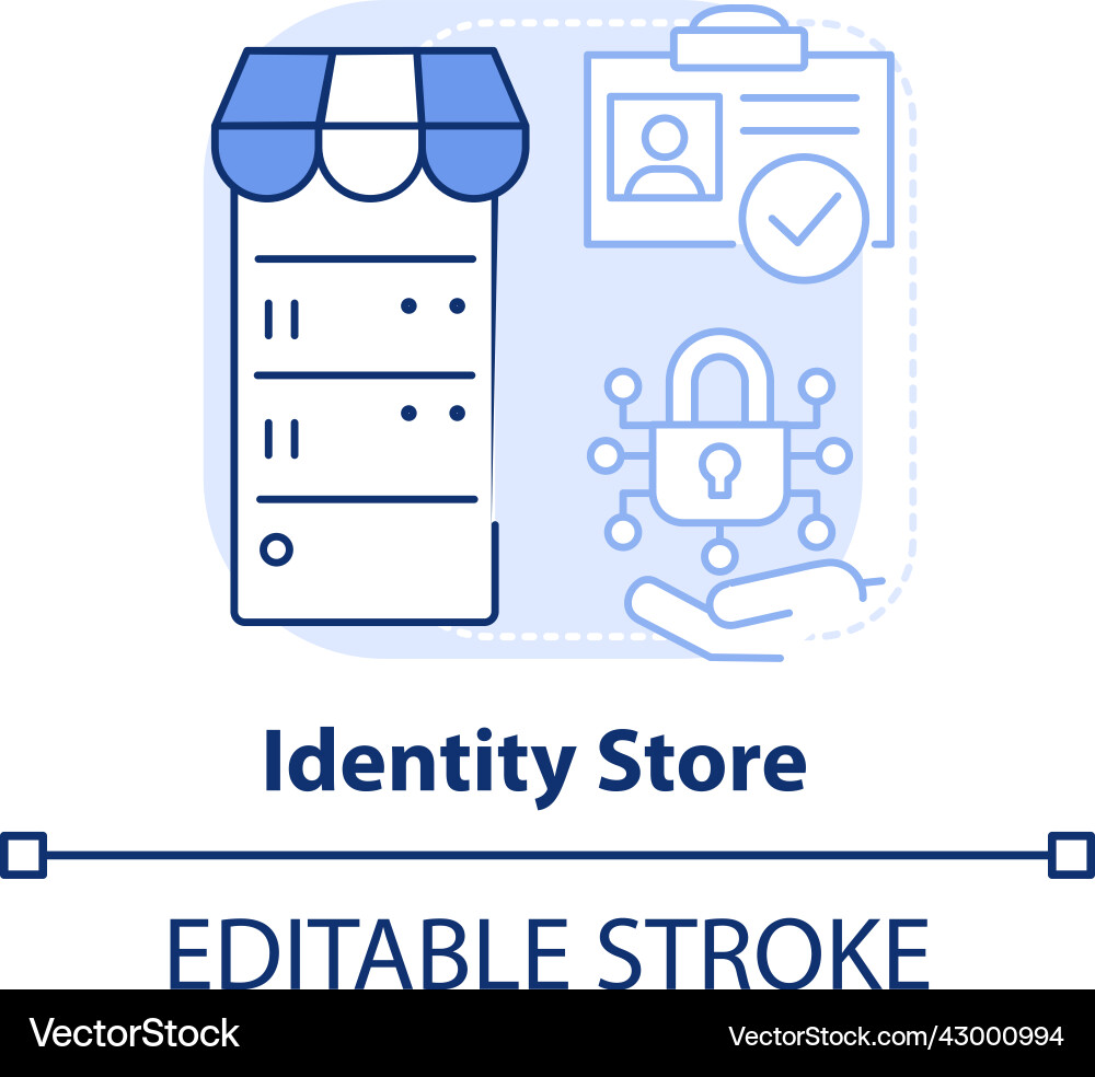 Identity Store Licht blau Konzept-Ikone Identity Store Licht blau Konzept-Ikone Vektorbild